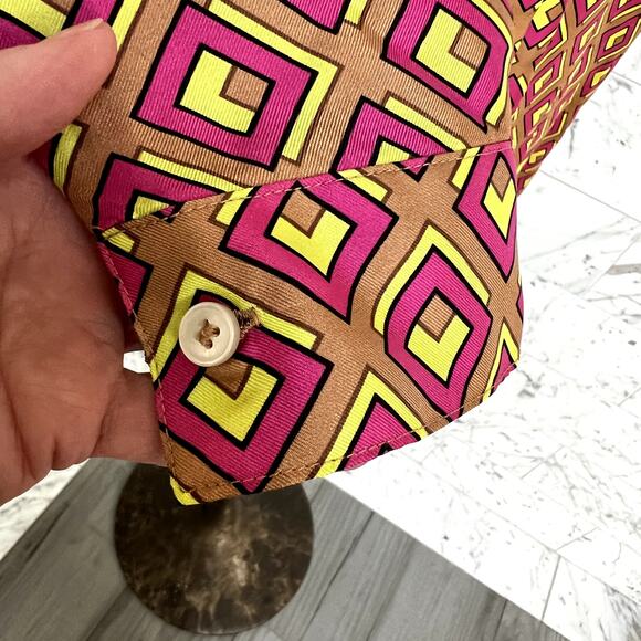 Per Se By Carlise Silk Button-down Blouse Modern Geometric Print  Size 6 - Picture 3 of 8